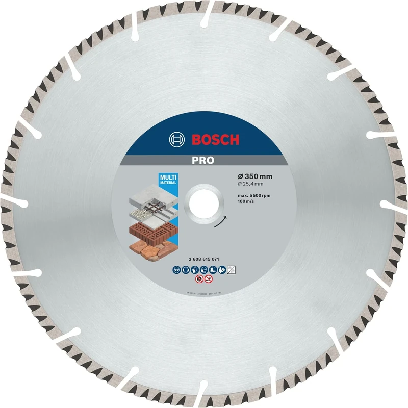 Bosch 1x PRO Multi Material Diamond Cutting Disc for Bore 25.4 mm and for Table and Petrol Saws (for Concrete, Reinforced concrete, Ø 350 mm, Professional Accessory Table Circular Saw, Petrol Saw)