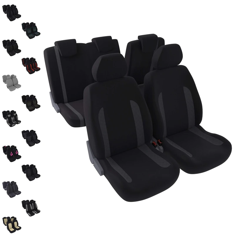 DBS 1012894 Universal Non-Slip Washable Car/Auto Seat Covers - Black Imitation Leather