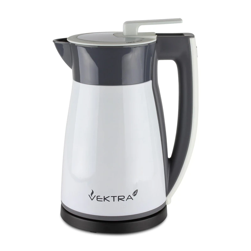 Vektra VEK-1502W Vacuum Insulated Environmentally Eco Friendly Easy Pour Cordless Kettle, 1.5 Litre, White
