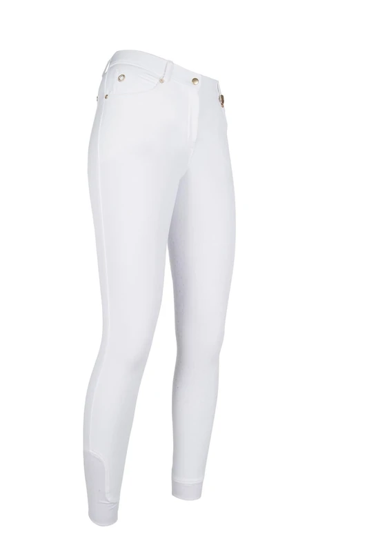 Hkm LG Basic Silicone Full Seat Jodhpurs, White, 38 Size