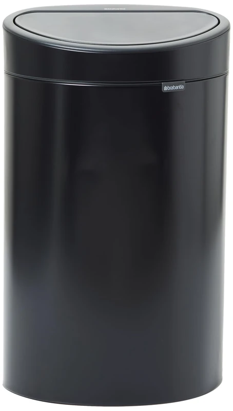 Brabantia 40L Kitchen Touch Bin New (Matt Black) Removable Lid, Soft-Touch Open, Easy Clean Rubbish Waste Bin + Free Bin Bags