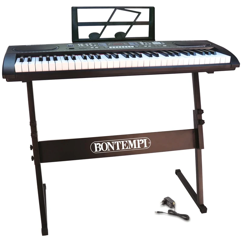 Bontempi 16 6125 61 Full Size Key Keyboard with Legs, Adaptor and USB Connection, Multi-Color, L94cm x W31cm x D90cm