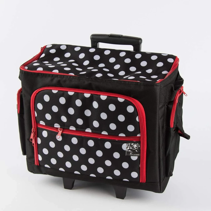 Prym 612630 Sewing machine Trolley Polka Dots, Black/Red/White, 44 x 22 x 36 cm