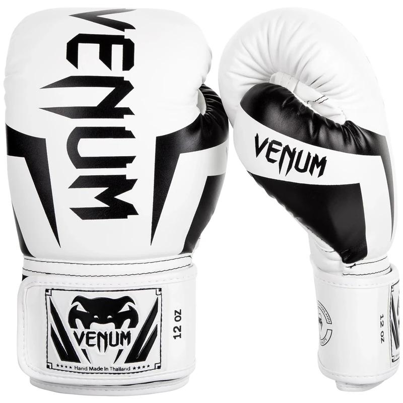 Venum Elite Adults Boxing Gloves, White (White/Black), 8 Oz