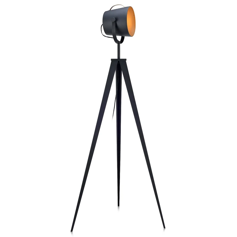 Teamson Home Tripod LED Standard Floor Lamp Black Gold Modern Lighting VN-L00020-UK