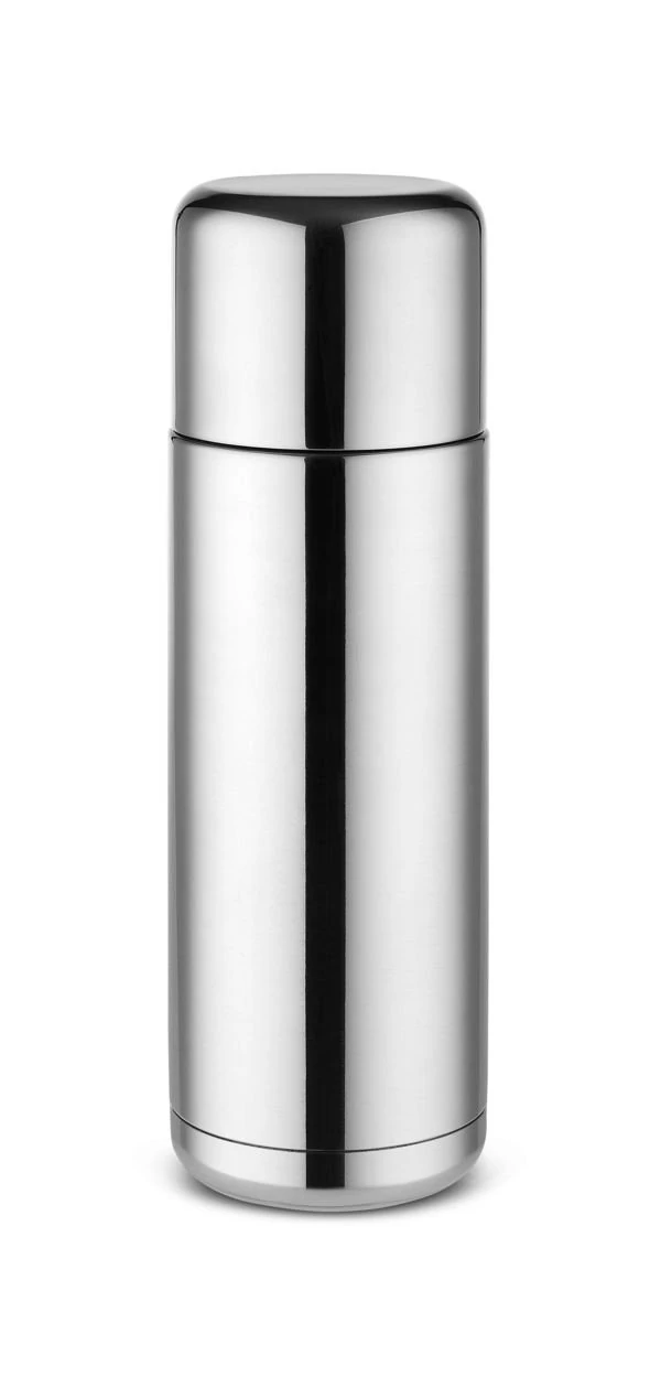Alessi Nomu NF04 Vacuum Flask 18/10 Stainless Steel Mirror Polished, Thermoplastic Resin, Silver, 6.4 x 6.4 x 20 cm