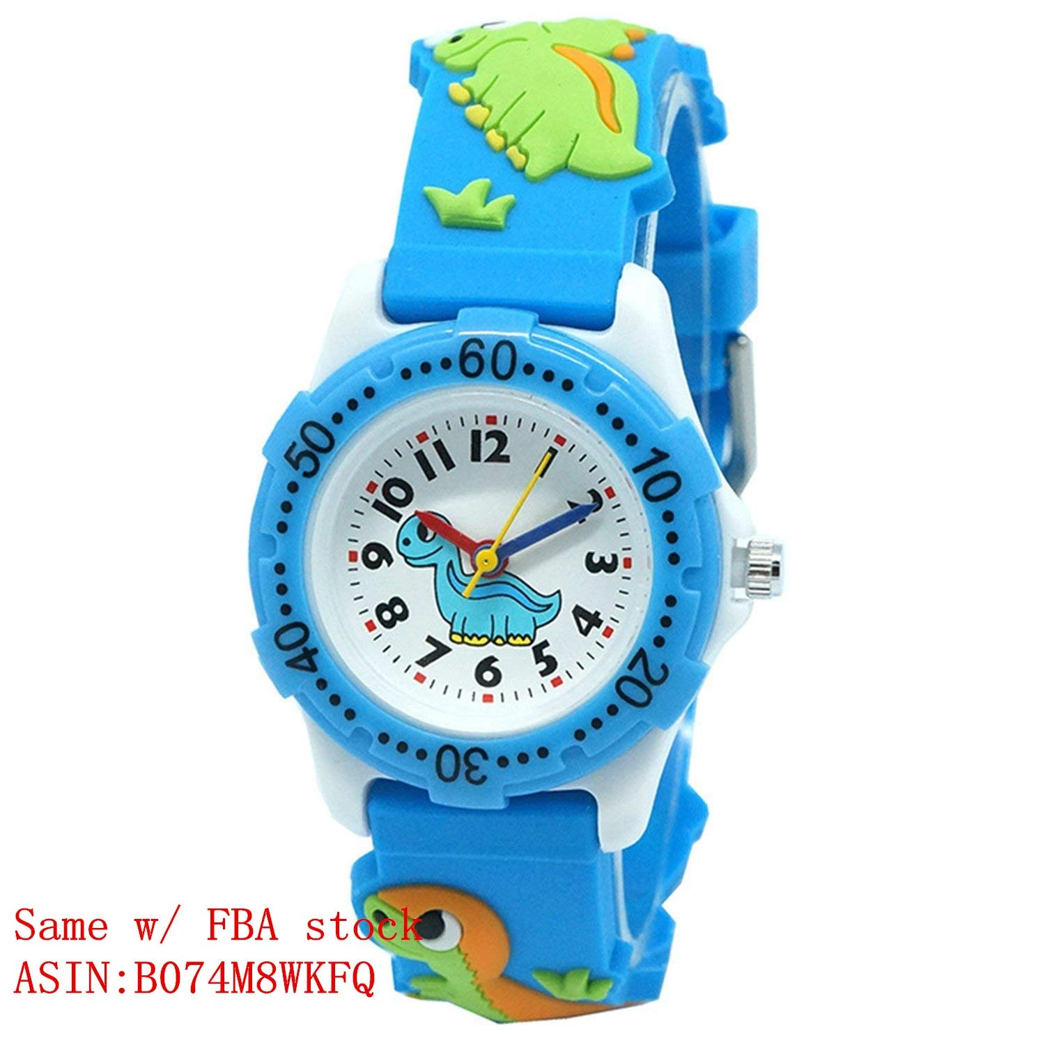 Mixe Waterproof 3D Cute Cartoon Silicone Wristwatches Time Teacher Gift for Little Girls Boys Kids Children Age 3-10 (Light Blue Dinosaur)