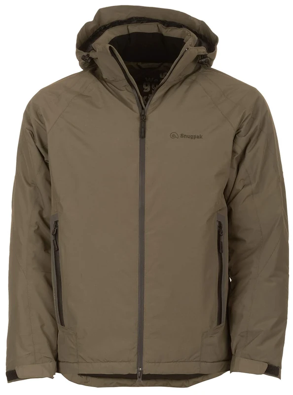 Snugpak Torrent Extreme Jacket WGTE - 100% Waterproof with Softie Insulation - Insulated Jacket with Weatherproof Zips, Detachable Hood - Unisex - For Outdoor Use - Green (L)