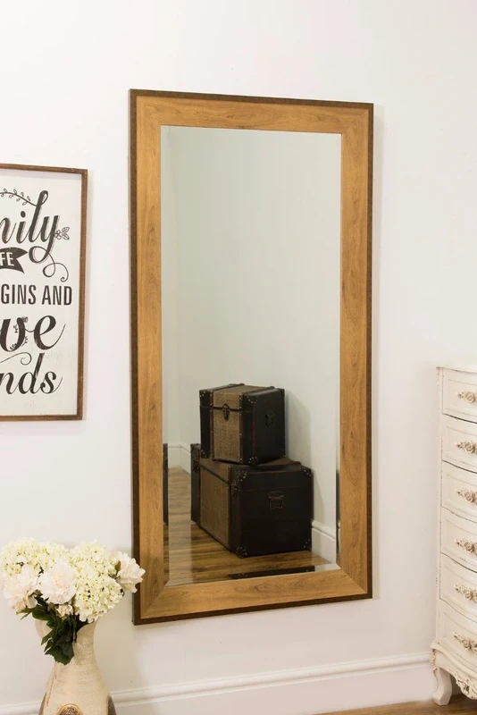 Large Gold Bronze edge Full Length Wall Mirror 5ft3 x 2ft9 (161cm x 80cm)