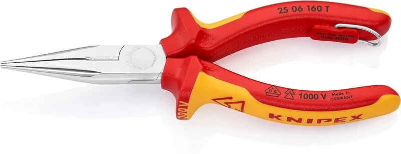 KNIPEX Snipe Nose Side Cutting Pliers (Radio Pliers) in Blister Chrome-Plated Insulated with Multi-Component Grips, VDE-Tested 160 mm, 25 06 160 T BK