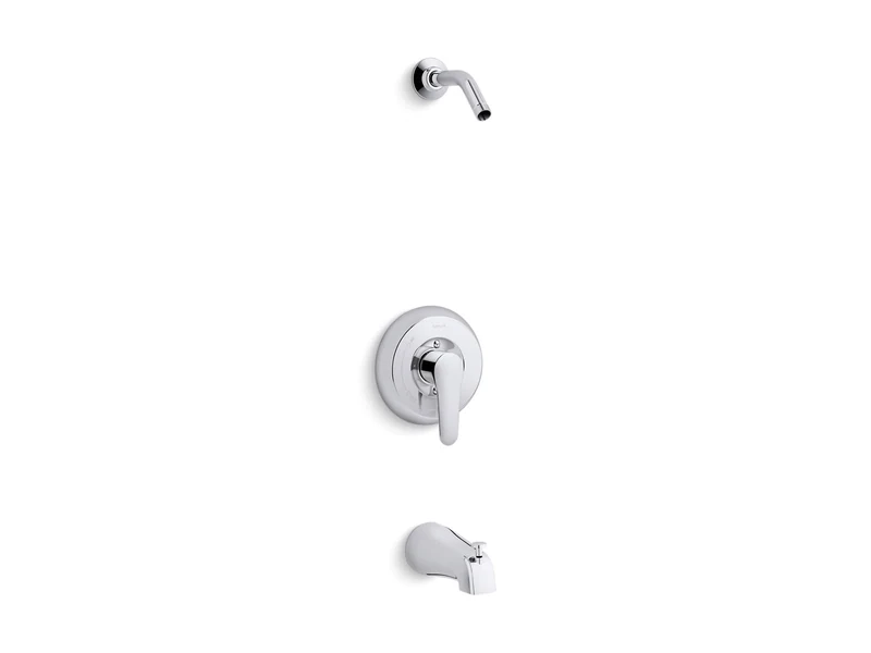 Kohler TLS98007-4-CP K-TLS98007-4-CP July Rite-Temp Bath and Shower Valve Trim with Lever Handle and NPT spout, Less showerhead Polished Chrome