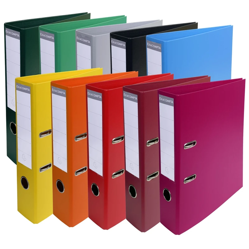 Exacompta - Ref 53074E - Prem'Touch PVC Lever Arch File - 320 x 290mm in Size, 2 Rings, Can Hold A4 Documents, 70mm Spine, 75mm Rings, FSC-Certified - Assorted Vivid Colours (Pack of 10)