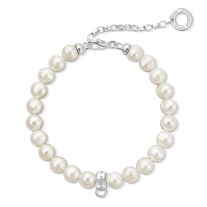 Thomas Sabo Women Charm Bracelet Freshwater Pearl Charm Club 925 Sterling Silver X0225-082-14-L18,5V