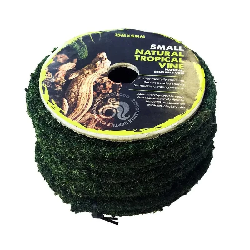 Komodo Natural Tropical Vine Reel Reptile Cage Decor for Terrarium Jungle Habitat Lush Greenery Realistic Non Toxic Plant Hanging Accessory - Small