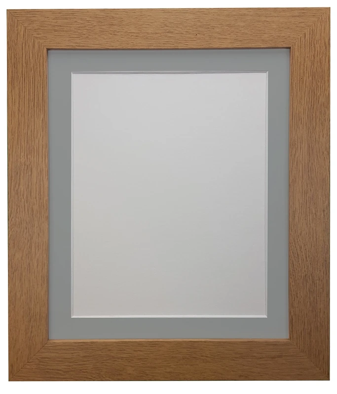 FRAMES BY POST Metro Oak Photo Picture Poster Frame with Dark Grey Mount Plastic Glass 40" x 30" For Pic Size A1