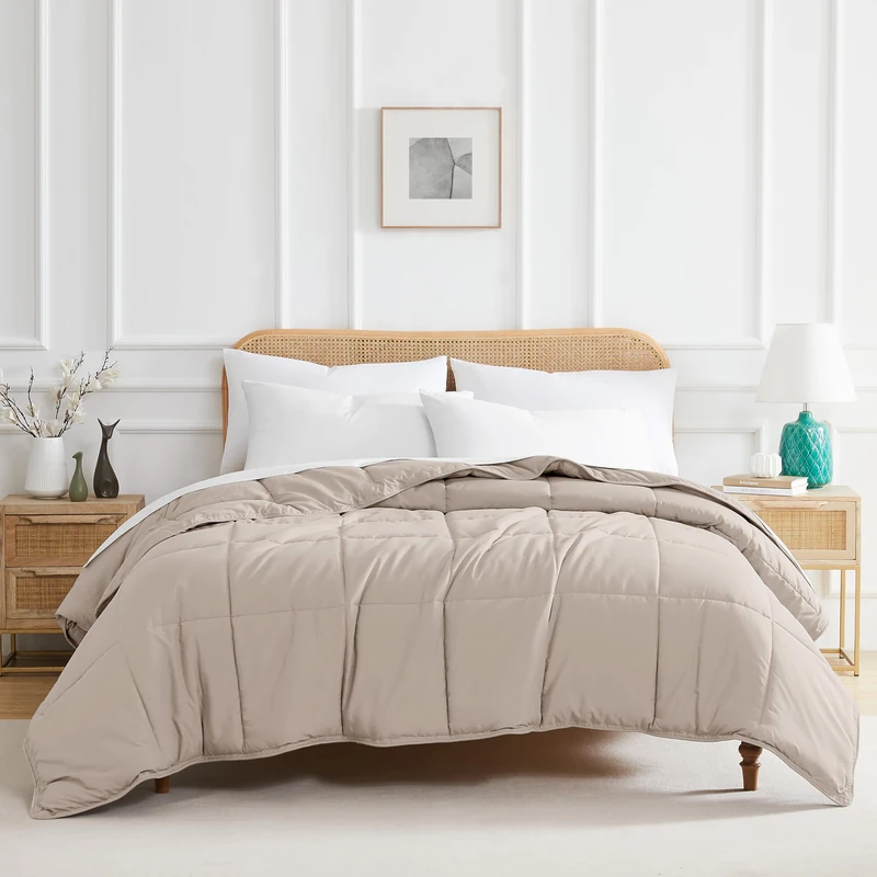 Southshore Fine Living, Inc. Twin XL Comforter/Duvet Insert, Down-Alternative Comforter, Pet Hair Resistant Bedding Comforters, Cozy and Fluffy Comforters, Twin Size Bedding for All Seasons, Bone