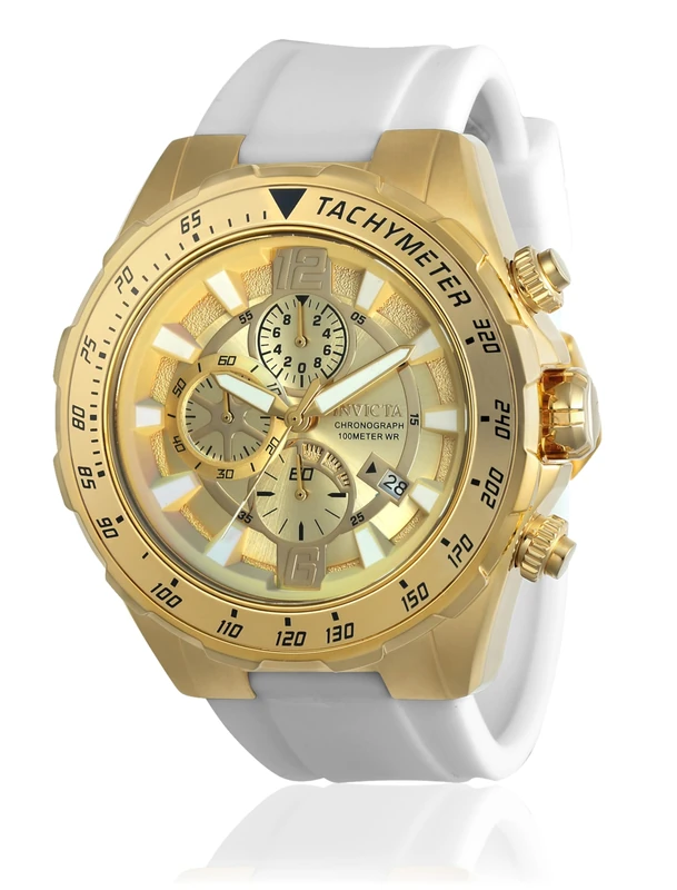 Invicta Aviator 24578 Men's Watch - Waterproof - Analogue - Quartz Movement - stainless steel with gold dial - 49mm