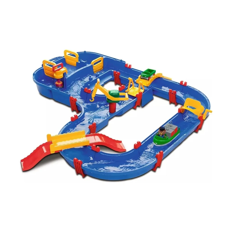 AquaPlay Kids Water Table | Colourful Water Play Table with Working Canal System, Lifting Crane, Bridges, Boat, and Car Toy | Ages 3+