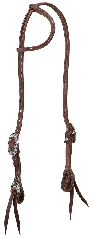 Weaver Leather Working Tack Sliding Ear Headstall with Floral Hardware, Model: 10-0642