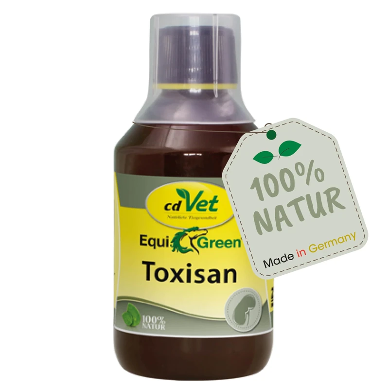 cdVet Naturprodukte EquiGreen Toxisan 250 ml - Horses and ponies - support at hoof problems - liver and kidney - herbal mixture - metabolic processes - capillary blood flow - health -
