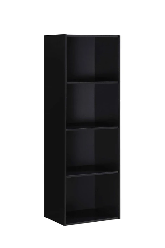 Hodedah 4-Shelf Wood Bookcase, Space-Saving and Stylish Storage Solution, Multi-purpose Unit, 30D x 40.4W x 120.4H cm Dimension, 12.7 Kilograms, Black