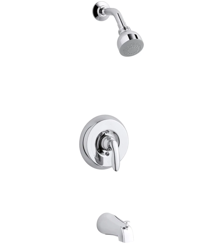 KOHLER TS15601-4-CP Coralais(R) Rite-Temp(R) Bath and Shower Valve Trim with Lever Handle, NPT spout and 2.5 gpm showerhead, Polished Chrome
