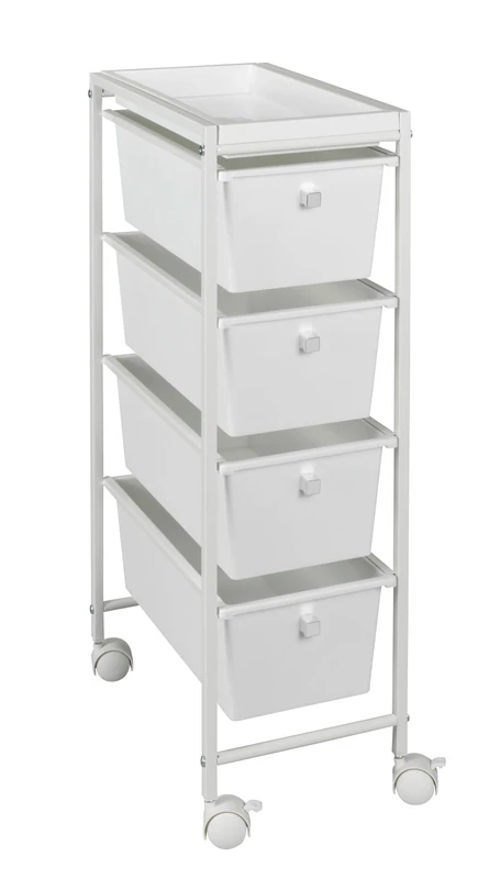 WENKO 12104100 Drawer trolley Gala - household trolley, kitchen trolley, 4 castors, Powder-coated metal, 22.5 x 76.5 x 38.5 cm, White
