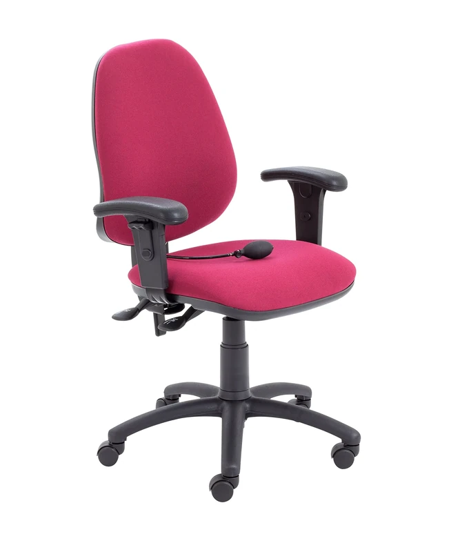 Office Hippo Desk Chair, Ergonomic Home & Office Chair With Adjustable Seat, Back, Arms & Lumbar Pump For Comfort & Support, Computer Chair With Curved Back For Daily Use - Claret Red