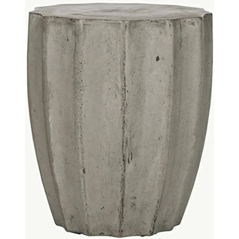 SAFAVIEH Modern Outdoor Cement Stool, in Ivory, 39 X 39 X 44.95