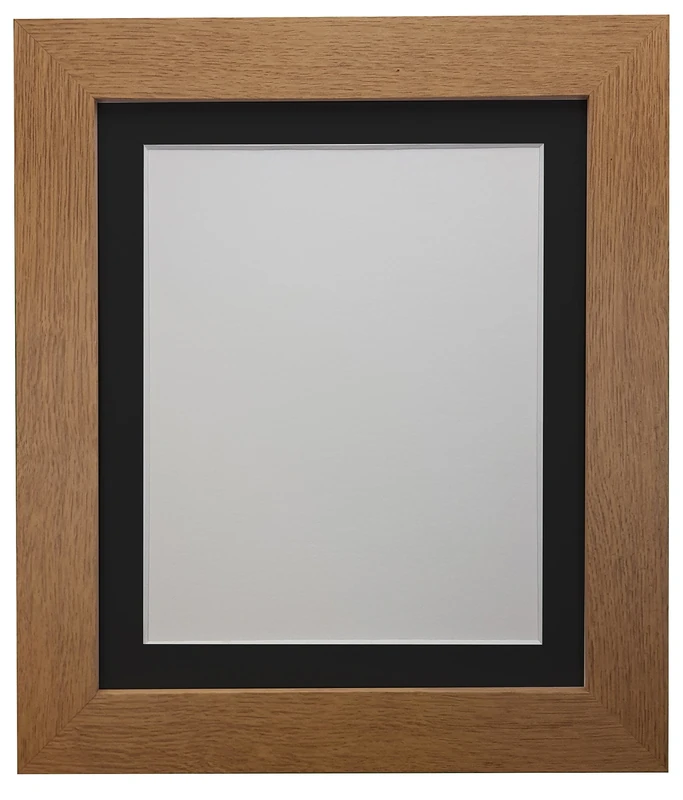 FRAMES BY POST Metro Oak Photo Picture Poster Frame with Black Mount Plastic Glass 40" x 30" For Pic Size A1