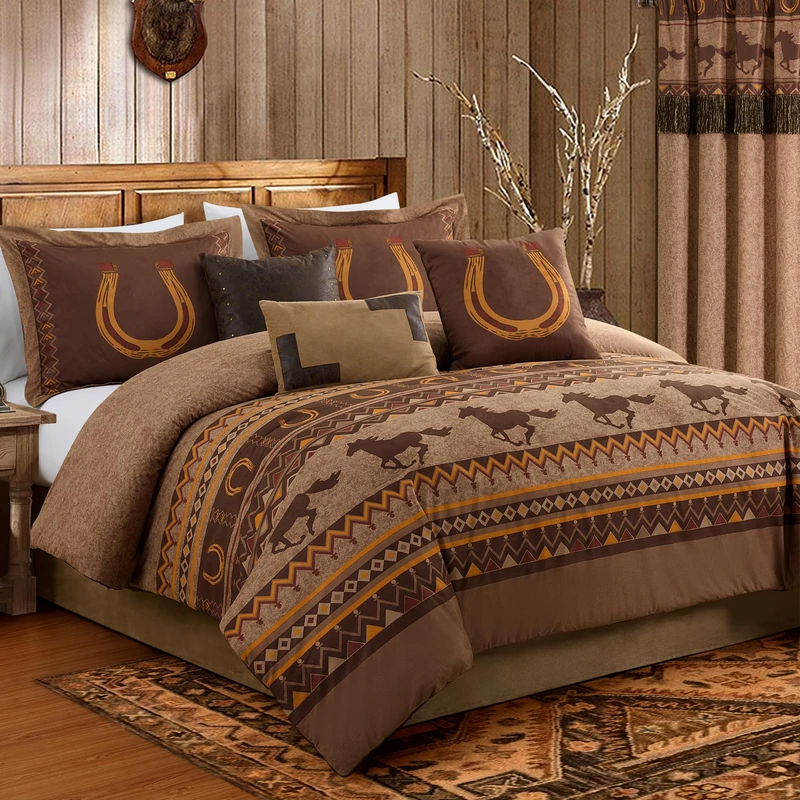 Chezmoi Collection Sedona 7-Piece Comforter Set, Polyester, Brown, California King - Image 1