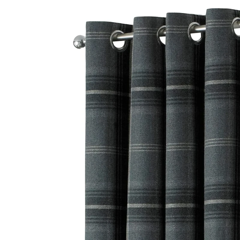 Riva Paoletti Aviemore Eyelet Curtains, Grey, 66 X 54 (168 X 137 Cm), Polyester,