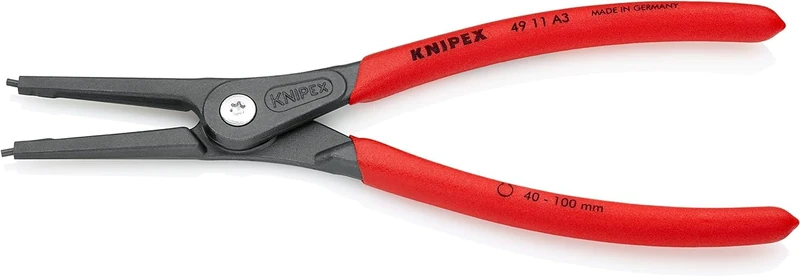 KNIPEX Precision Circlip Pliers for External Circlips on Shafts Self-Service Card with Non-Slip Plastic Coating 225 mm, 49 11 A3 SB