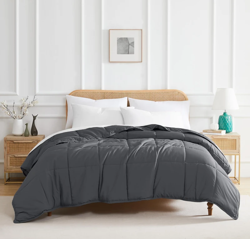Southshore Fine Living, Inc. Oversized Grey Comforter King Size, Cozy and Soft, Pet Hair Resistant Bedding Comforters, California King Size Down Alternative Comforter Only, Slate Grey Comforters