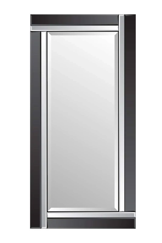 Large Bevelled Wall Mirror, Black/Silver, 174 x 85 cm