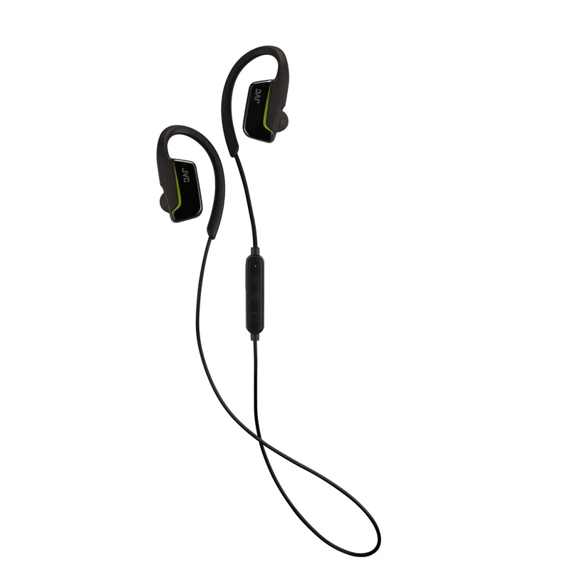JVC AE Wireless Headphones Sports Bluetooth In-Ear Earphones with Secure Fit Over Ear Clip - Black