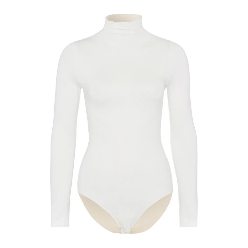 FALKE Women's Rich Cotton W Bo Soft Fabric Longsleeved 1 Piece Shapewear Bodysuit, White Ivory 2179, XS 34-36