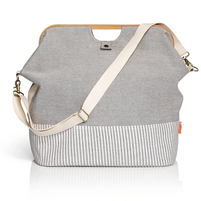 Prym Store & Travel Bag Canvas & Bamboo, Grey, 45 x 30 x 50 cm