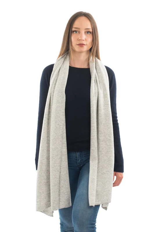DALLE PIANE CASHMERE - Stole cashmere blend - Made in Italy - Woman, Color: Grey, One Size