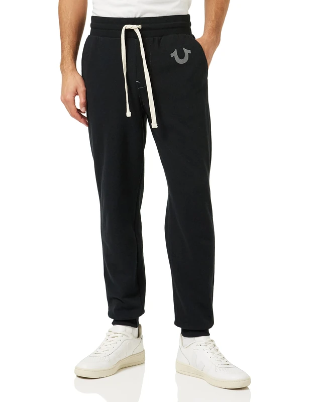 True Religion Men's Classic Logo Sweatpant, Black, Small