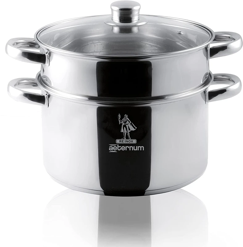 Aeternum Stainless Steel Casserole Pan – 4.5L, 10.8 lbs Max Weight, Stainless Steel Finish, Suitable for Induction, Includes Glass Lid