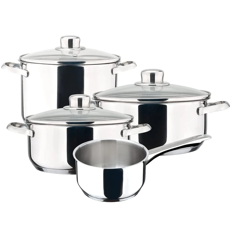 MAGEFESA ® Dux 7-Piece Cookware Set, Made of 18/10 Stainless Steel, Compatible with All Hobs, Induction, Easy Clean and Dishwasher Safe