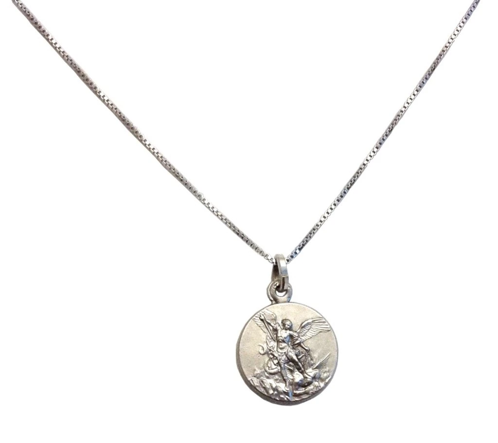 925 Sterling Silver Saint Michael The Archangel Medal with Silver Chain