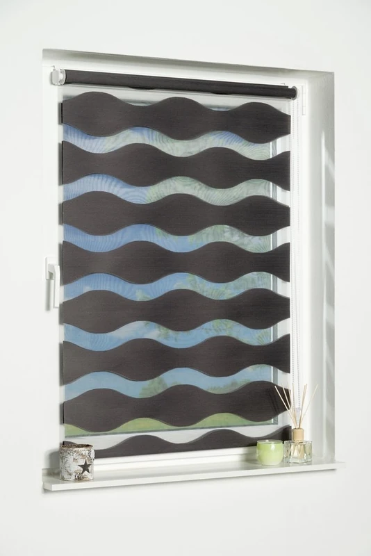 Khome Klemmfix Double Roller Blind Shaft, Fabric, Charcoal, B70 x H200 cm