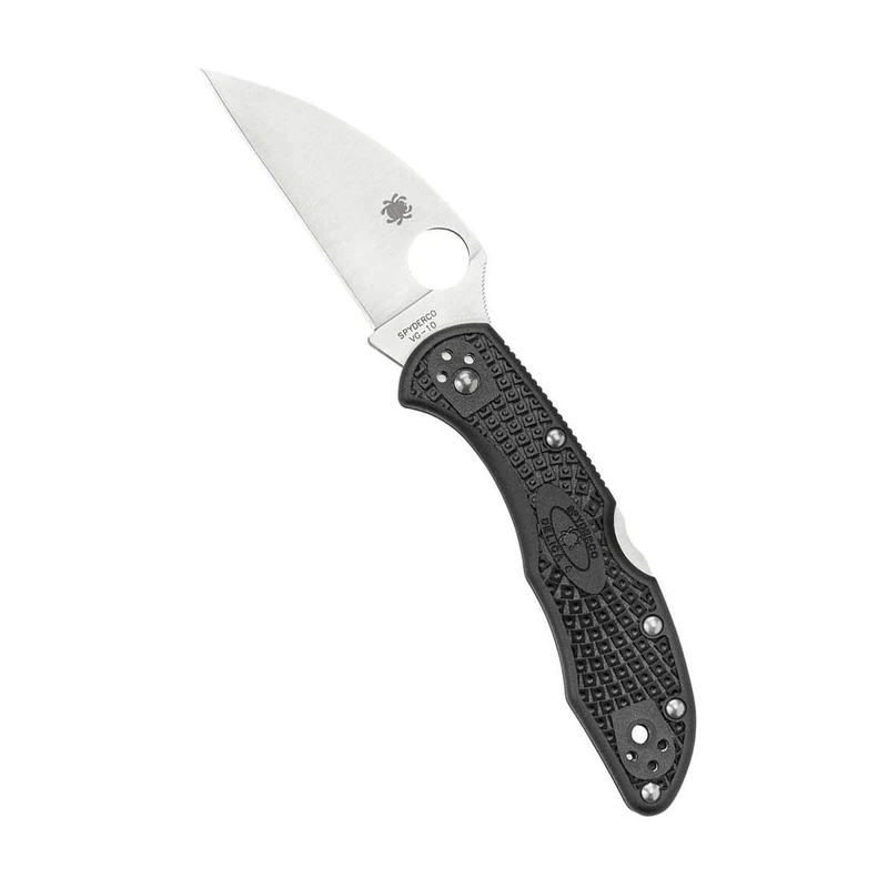 Spyderco Delica 4 Lightweight 7.12" Signature Folding Knife with 2.87" Wharncliffe Steel Blade and High-Strength FRN Handle - PlainEdge Grind - C11FPWCBK