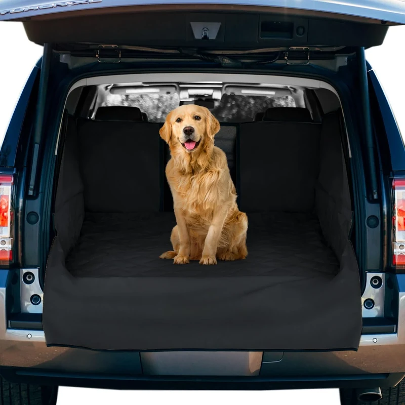 Frontpet Cargo Cover for Dogs, Water Resistant Pet Cargo Liner Dog Seat Cover Mat for SUVs Sedans Vans with Bumper Flap Protector, Non-Slip, Backseat Cover, Trunk Liner Universal Fit (Large/Black)