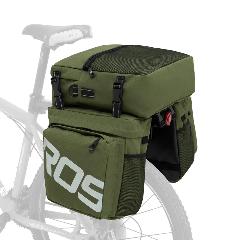 Roswheel 14892 3 in 1 Multifunction Bike Bicycle Rear Rack Panniers Back Seat Cargo Trunk - Army Green