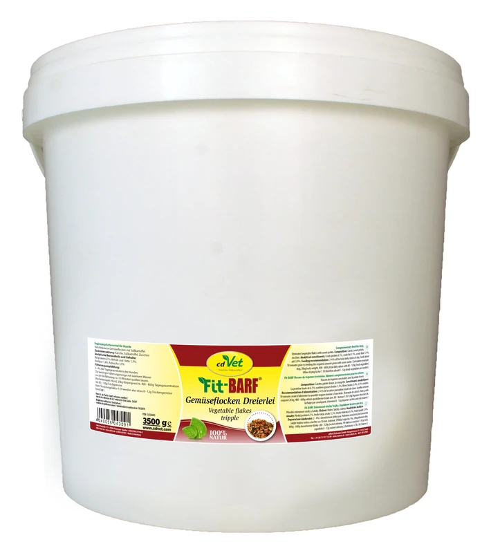 cdVet Naturprodukte Fit-Barf Vegetables flakes tripple 3,5 kg - Dog - grain-free - ideal supplement to the barf - balanced intestinal flora - vitamins - sweet potatoes - raw feeding - BARF -