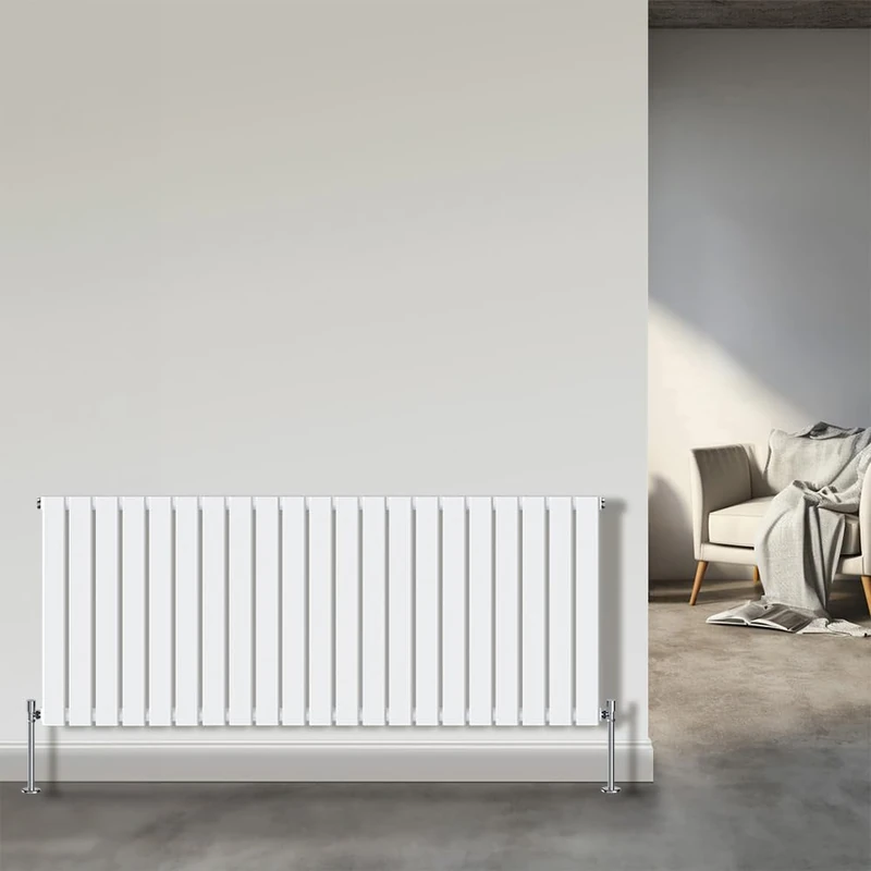 NRG Designer Flat Panel Single Column Radiator Premium Gloss White 600x1428mm Bathroom Central Heating
