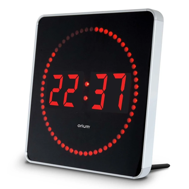 Orium 11937 Studio Aluminium 2-in-1 LED Clock, Metal, Black/Silver, 28 x 2.5 x 28 cm